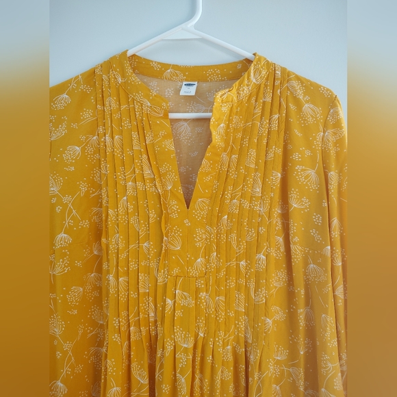 Old Navy Women's Medium Yellow White Floral Short Sleeve Long Sleeve Mini Dress - Picture 4 of 9